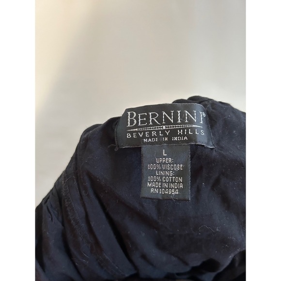 Bernini Beverly Hills Black Velvet Chiffon Tiered Maxi Skirt Lace Hem Large - Picture 5 of 5